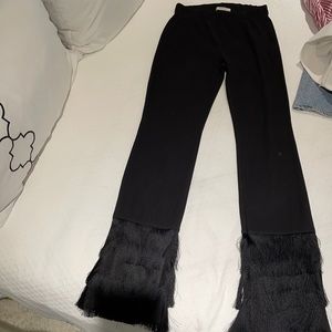 Zara fulllength black fringebottom pants size sm
